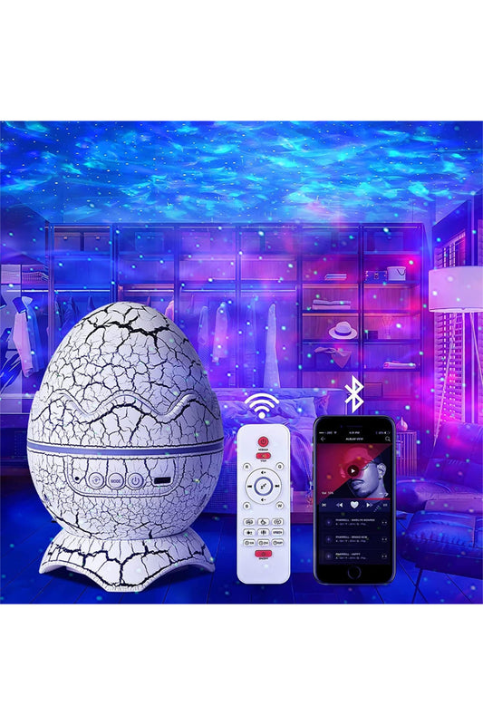 Dinazor Yumurtası Projektör Gece Masa Lambası Galaxy Gökyüzü Kumandalı Aydınlatma Bluetooth Speaker