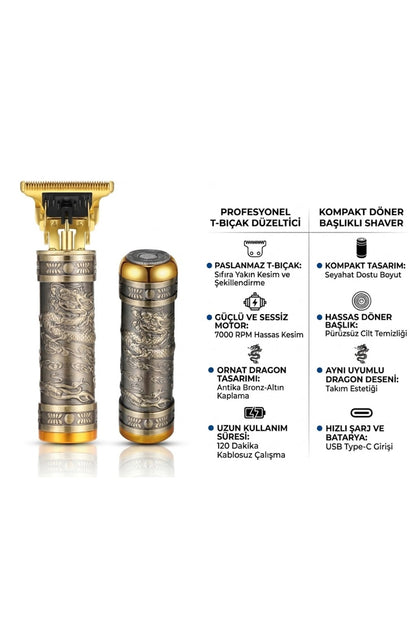 Profesyonel Dragon 2'si 1 Arada Tıraş Seti: Kablosuz Saç & Sakal Şekillendirme ve Shaver