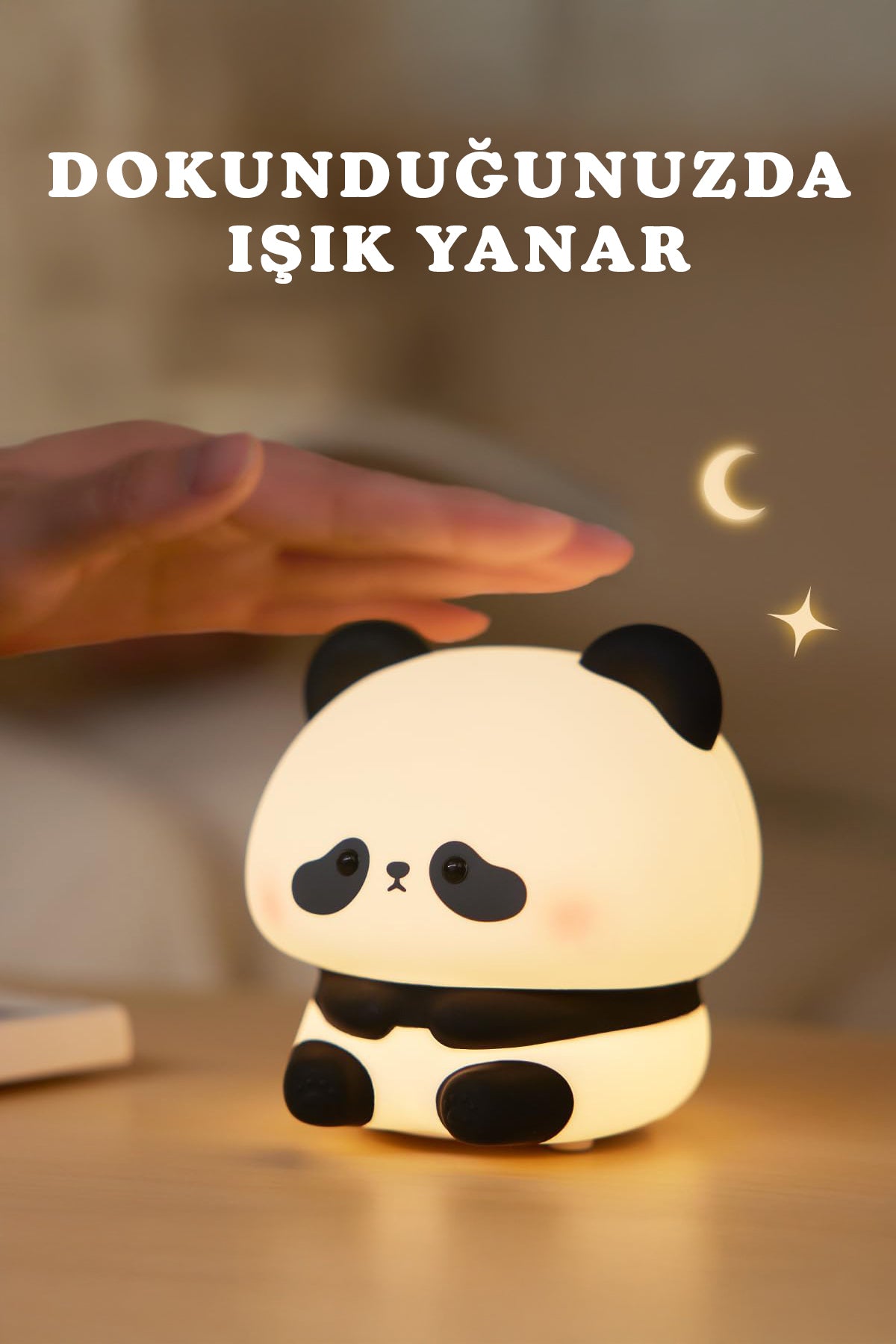 RGB Işıklı Dokunmatik Panda Gece Lambası Silikon Yumuşak Malzeme, Renk Değiştiren Çocuk Gece Lambası
