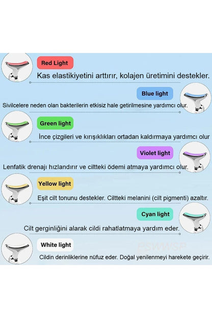 Kırışıklık Karşıtı Güzellik Cihazı Sıcak Kompres Işık Terapisi Ems Yüz Masajı Boyun Kaldırma