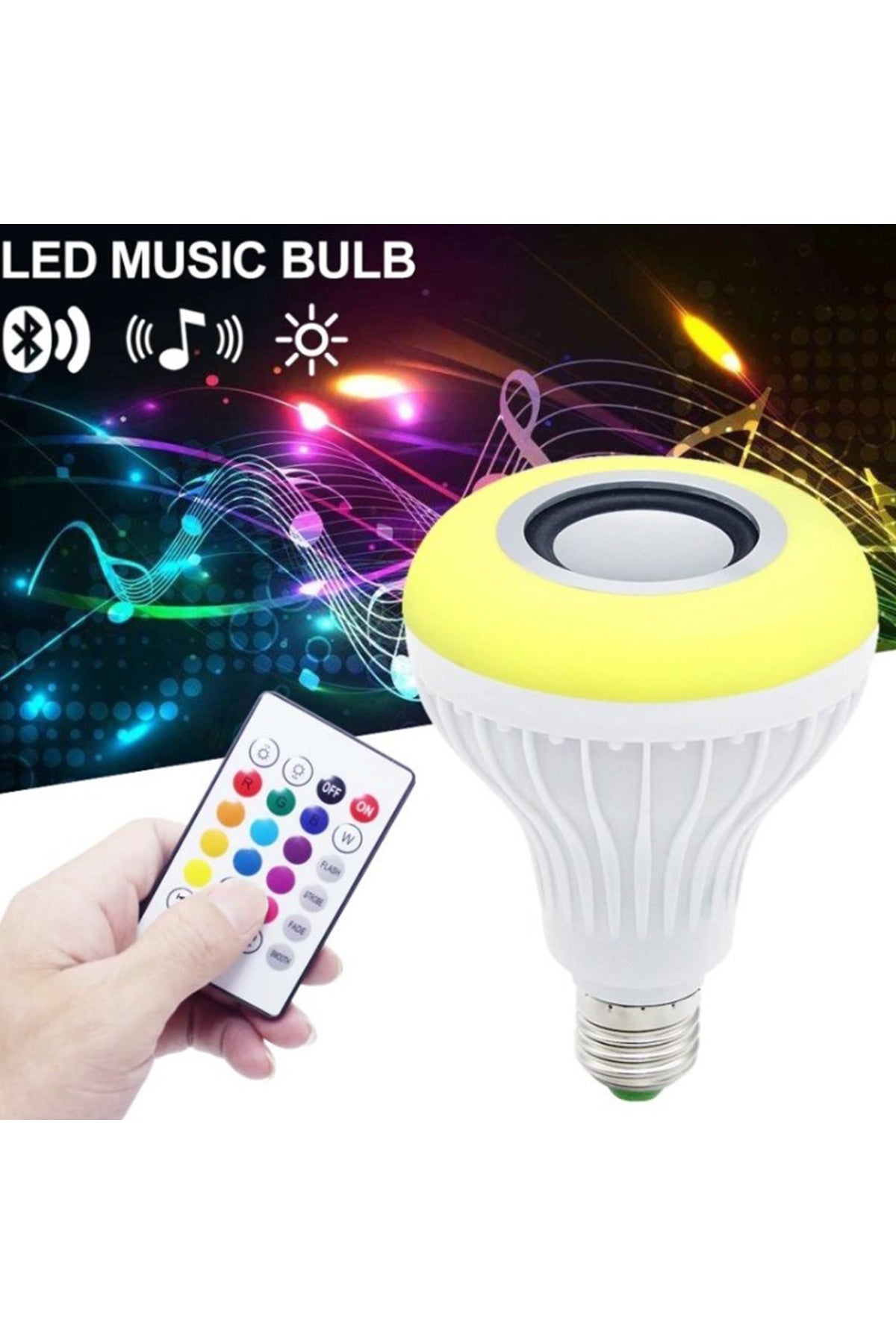 Uzaktan Kumandalı Bluetooth ve Hoparlörlü Müzik Çalabilen RGB LED Ampul 12W