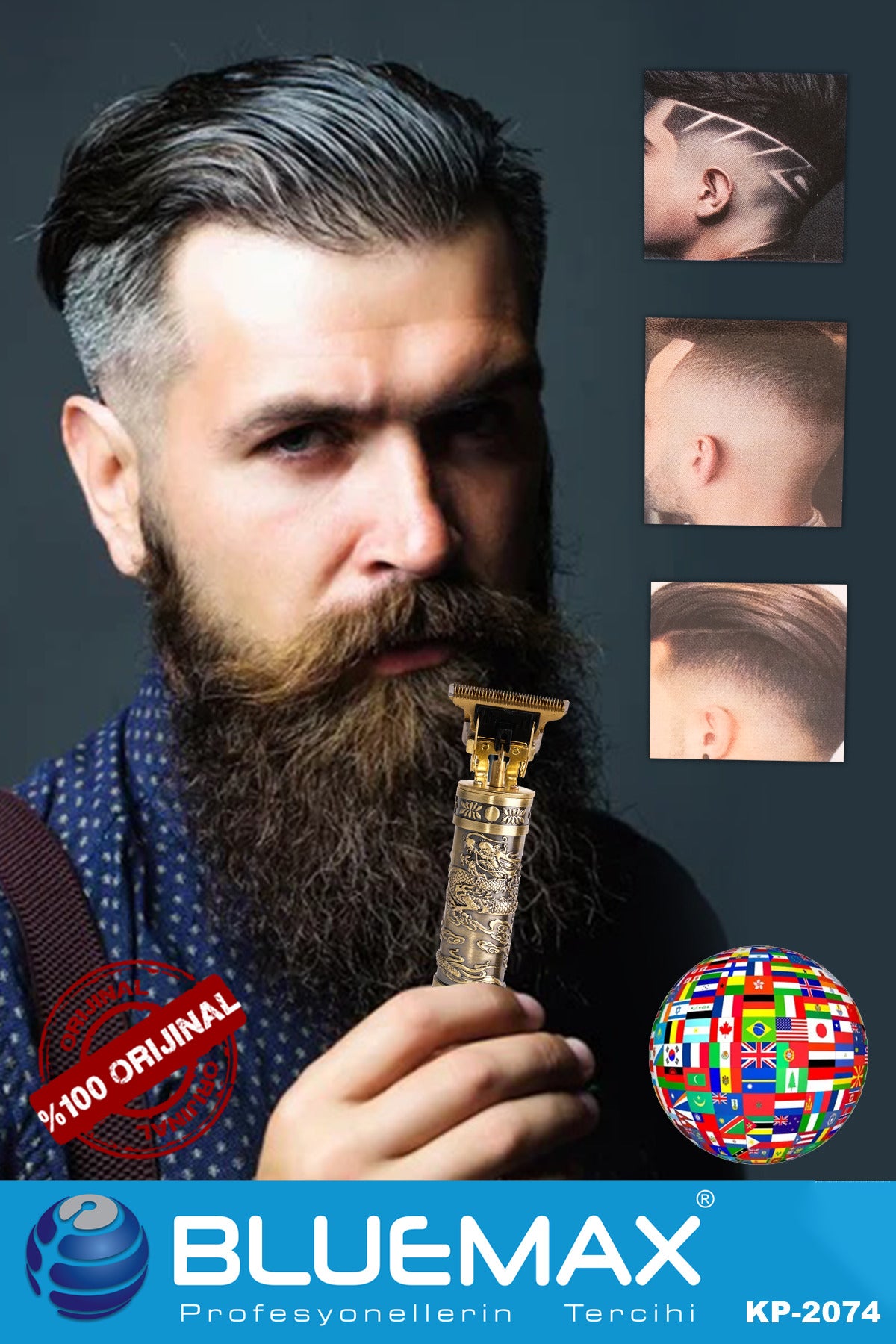KP-2074 Profosyonel Suya Dayanaklı Ense Ve Yanak Makinası 1+1 Set Halinde