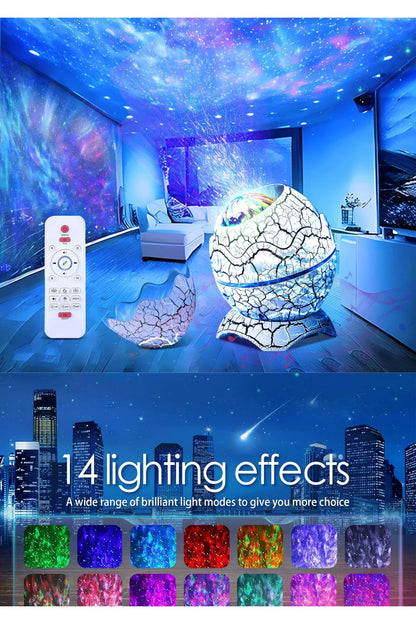 Galaxy Projeksiyon Gece Lambası Dinozor Yumurtası 14 Renk Bluetooth Hoparlörlü Yıldız Projektör