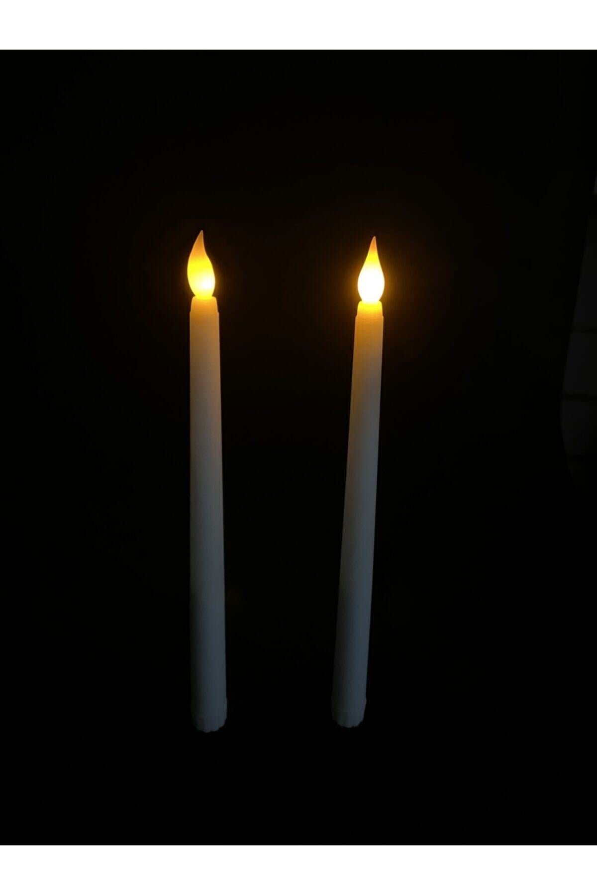 2'li Pilli Led Şamdan Mum Seti Harry Potter Mum Seti Yeniden Kullanılabilir Büyük Mum Seti