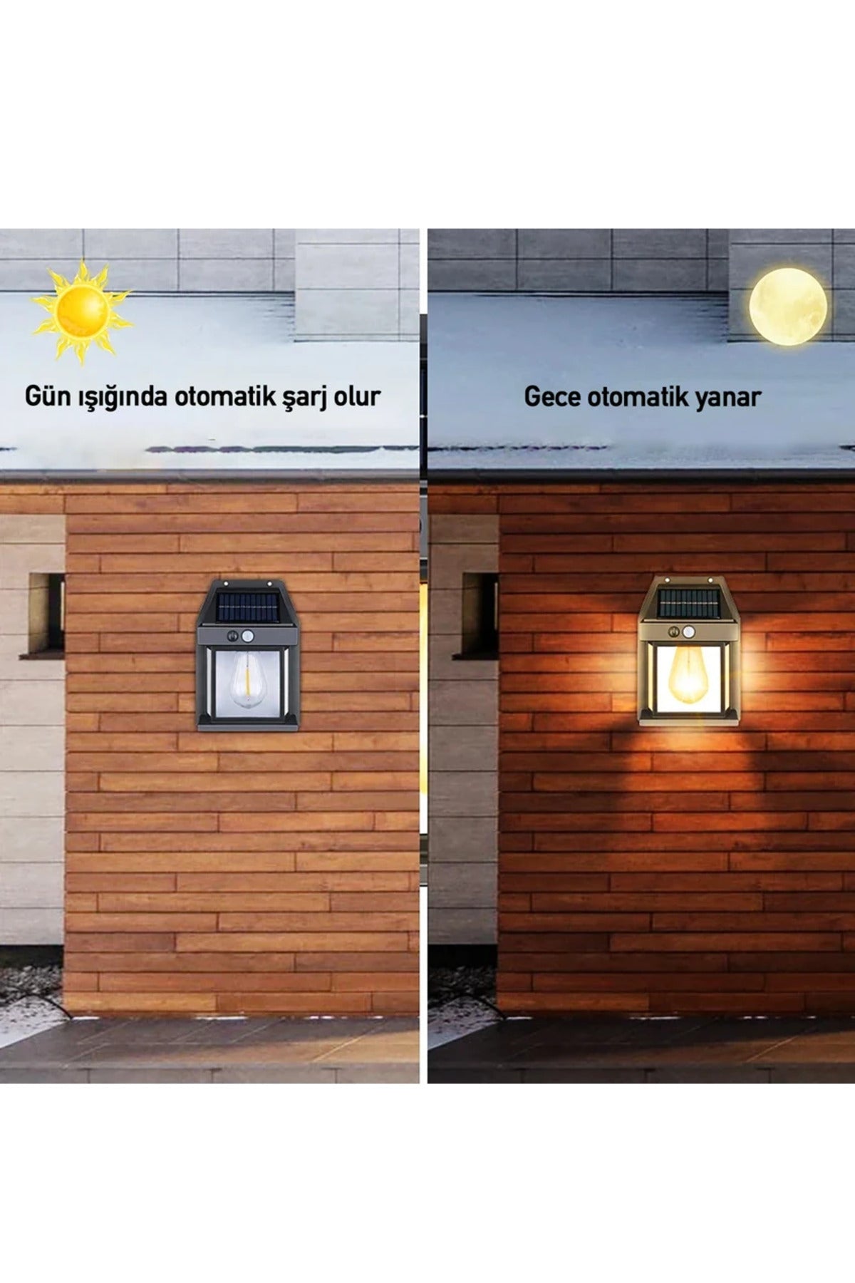 Sensörlü Kendiliğinden Yenilenebilir Güneş Enerjili Bahçe Duvar Aydınlatması IP65Su Geçirmez Lamba