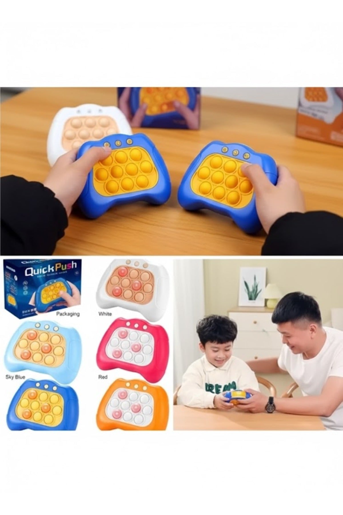 Elektronik Pop It Quick Push Oyunu – Işıklı Sesli Stres Azaltıcı Zeka ve Refleks Oyuncağı