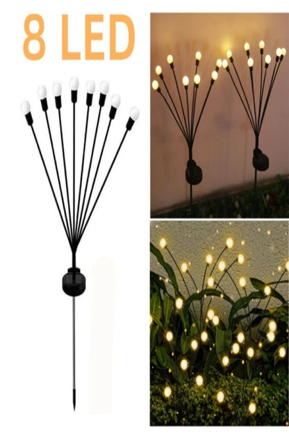 2 Adet 8 Led li Güneş Enerjili Ateş Böceği Balkon Bahçe Lambası (2 Adet)