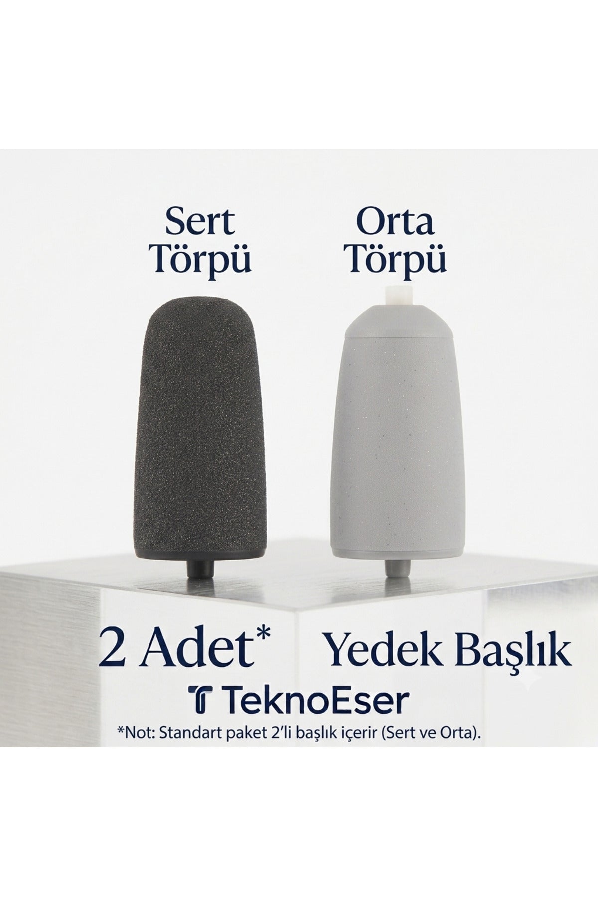 Elektrikli Topuk Törpüsü Yedek Başlığı 2'li Set - Sert ve Orta Törpü Kafası Pürüzsüzleştirici Topuk Törpüsü