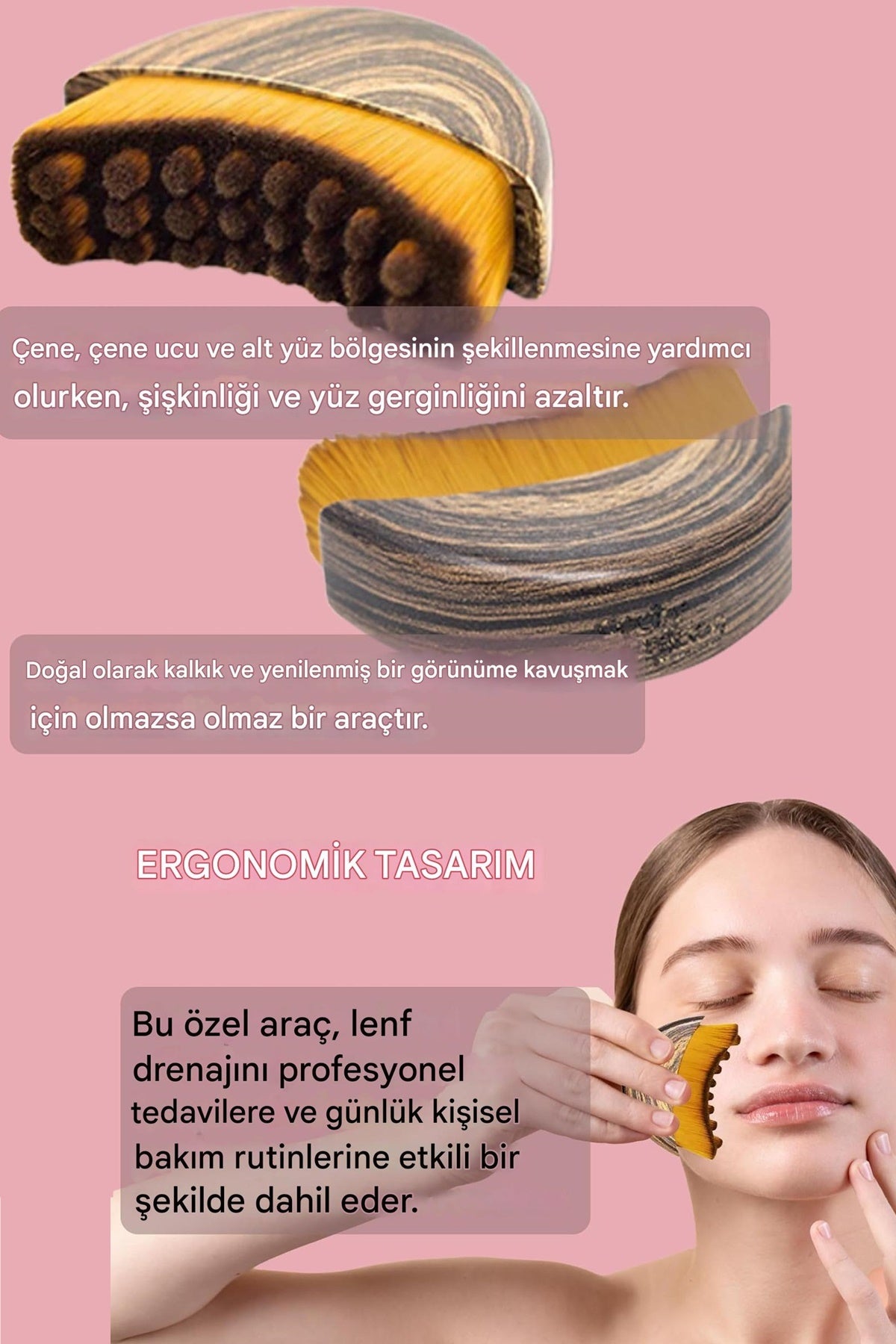Lenf Drenaj ve Çene Hattı Şekillendirici Fırça Çok Fonksiyonlu Yumuşak Masaj Aleti Gıdı Toparlayıcı