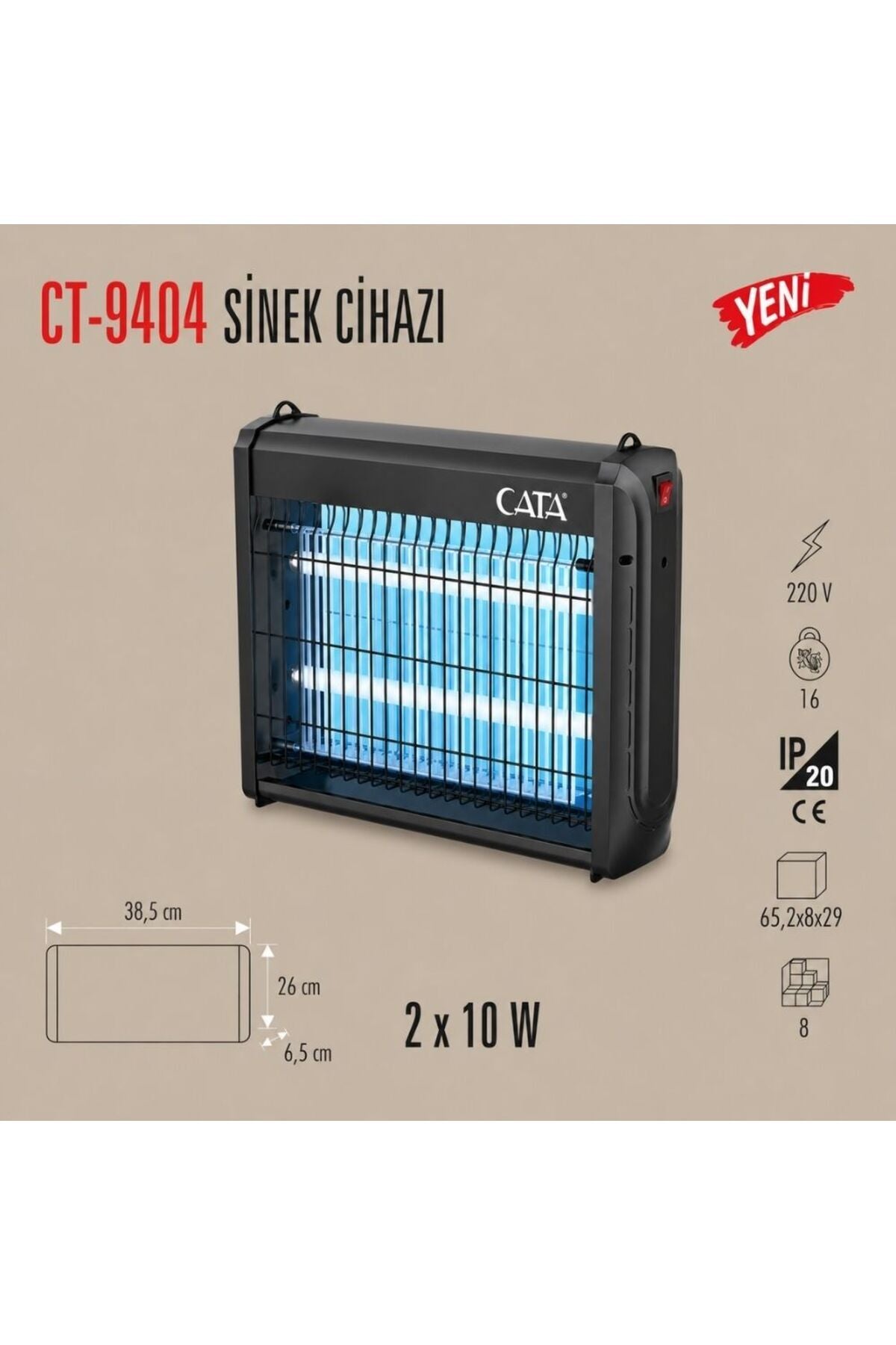 Ct-9404 2*10 Elektrikli Sinek Öldürücü Sessiz Haşere Kovucu Cihaz
