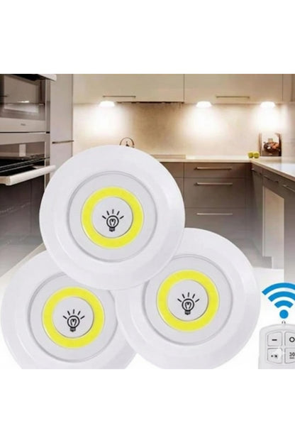 3’lü Uzaktan Kumandalı LED Dolap Lambası – Kablosuz, Pilli, Dokunmatik Işık Seti