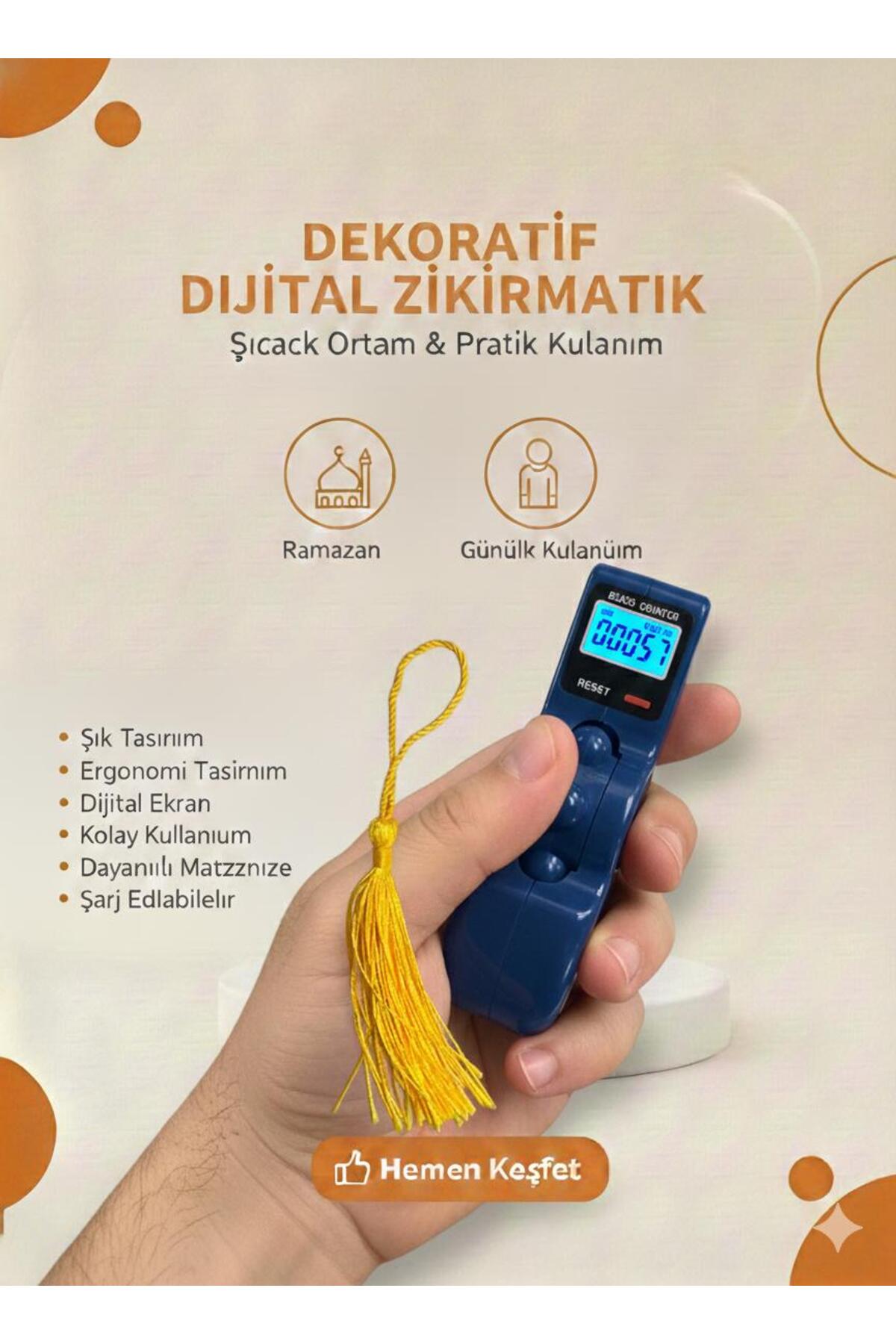 Dijital Tesbih Sayacı – LCD Ekranlı Zikir ve Dua Sayacı, Reset Tuşlu Beads Counter