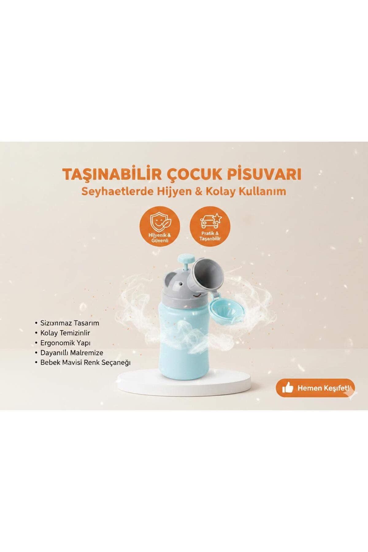 Taşınabilir Çocuk Pisuvarı – Sızdırmaz, Hijyenik ve Seyahat Dostu Pratik Çözüm