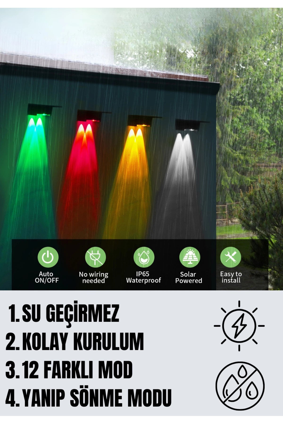 Yeni Model Solar Bahçe Aydınlatması Güneş Enerjili Duvar Lambası Merdiven Veranda Dekoratif Aplik