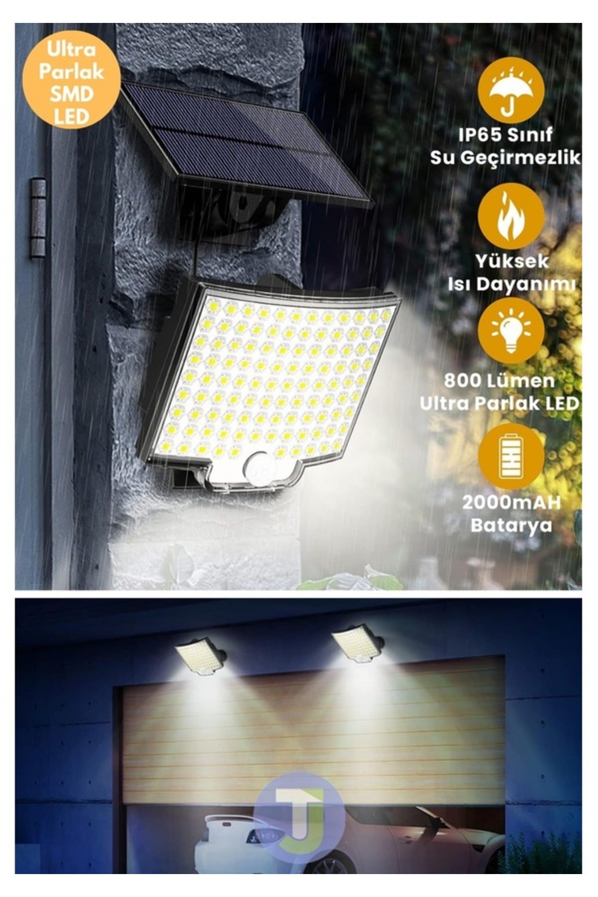 5 Metre Kablolu Solar Hareket Sensörlü Duvar Lambası – Uzaktan Kumandalı Dış Mekan Aydınlatma