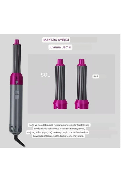 3 Kademeli 5 Başlıklı Saç Şekillendirici Seti Profesyonel Saç Şekillendirici Kurutma Fön Makinesi 1
