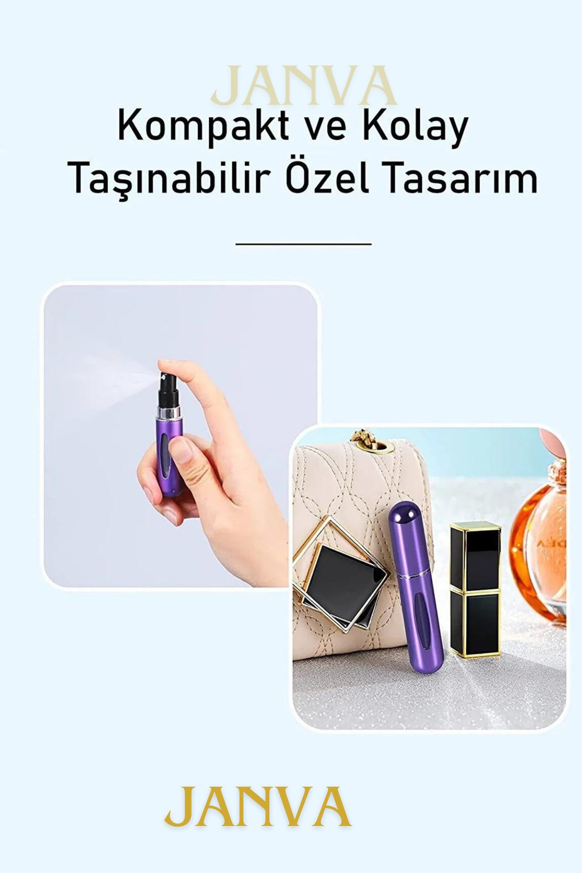 2 adet Parfüm Şişesinden Çanta Içi Mini Doldurulabilir Seyahat Cep Yedek Parfüm Şişesi 5 ml