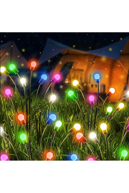 2 Adet Güneş Enerjili Rgb 8 Top Çok Renkli Ateş Böceği Led Bahçe Aydınlatma Solar Bahçe Süsü
