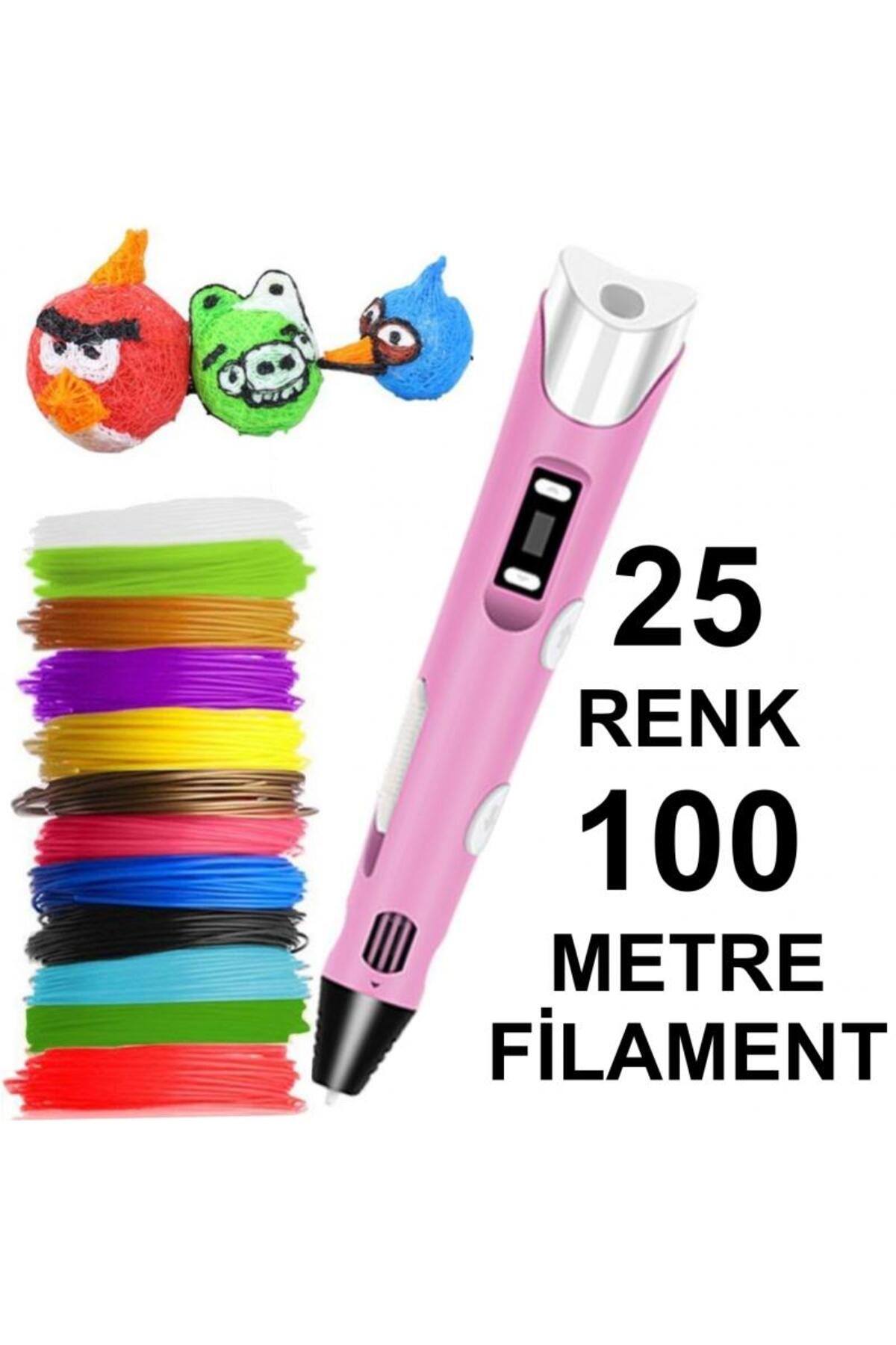 Kalem Yazıcı 25 renk 100 metre (25x4metre) PLA Filament