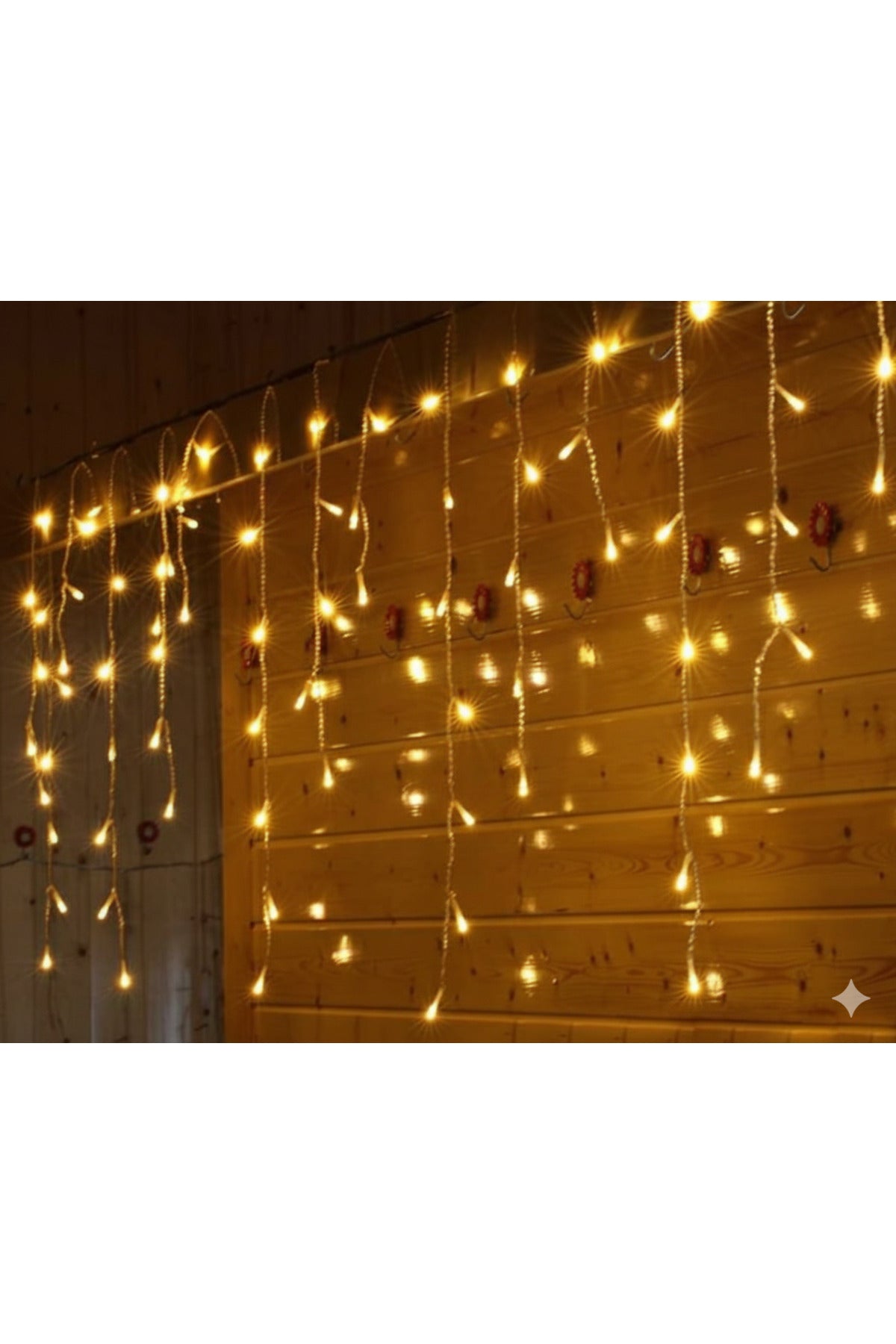 4 Metre Sarı Işık 12 Saçaklı Perde LED 96 LED 8 Kademe Dekoratif Aydınlatma Organizasyon Süsleme