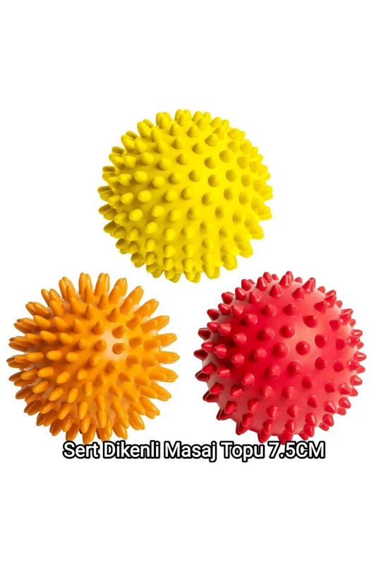 3 TOP Sert Dikenli El Vucut Masaj Topu Seti / El Duyu Egzersiz Masaj Topu 6 CM