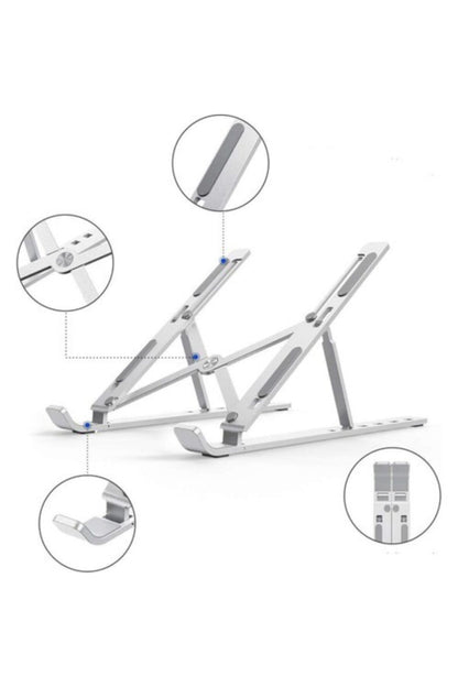 Metal Ayarlanabilir Dizüstü Destek Tabanı Tamamen Katlanabilir Taşınabilir Laptop Yükseltici