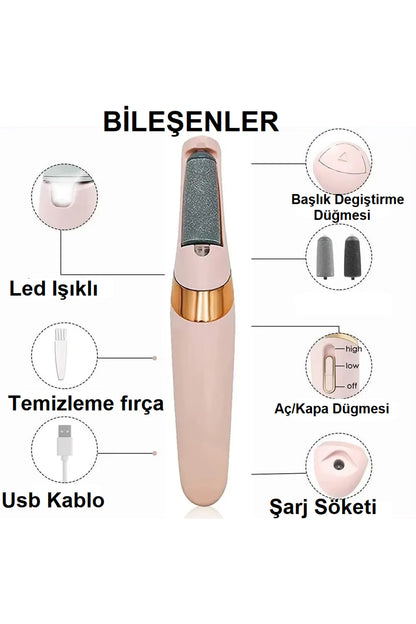 Şarjlı Ayak Törpüsü Pedikür ve Ayak Bakım Aleti Ayak Tabanı Bakım Törpüsü Topuk Nasır Temizleme