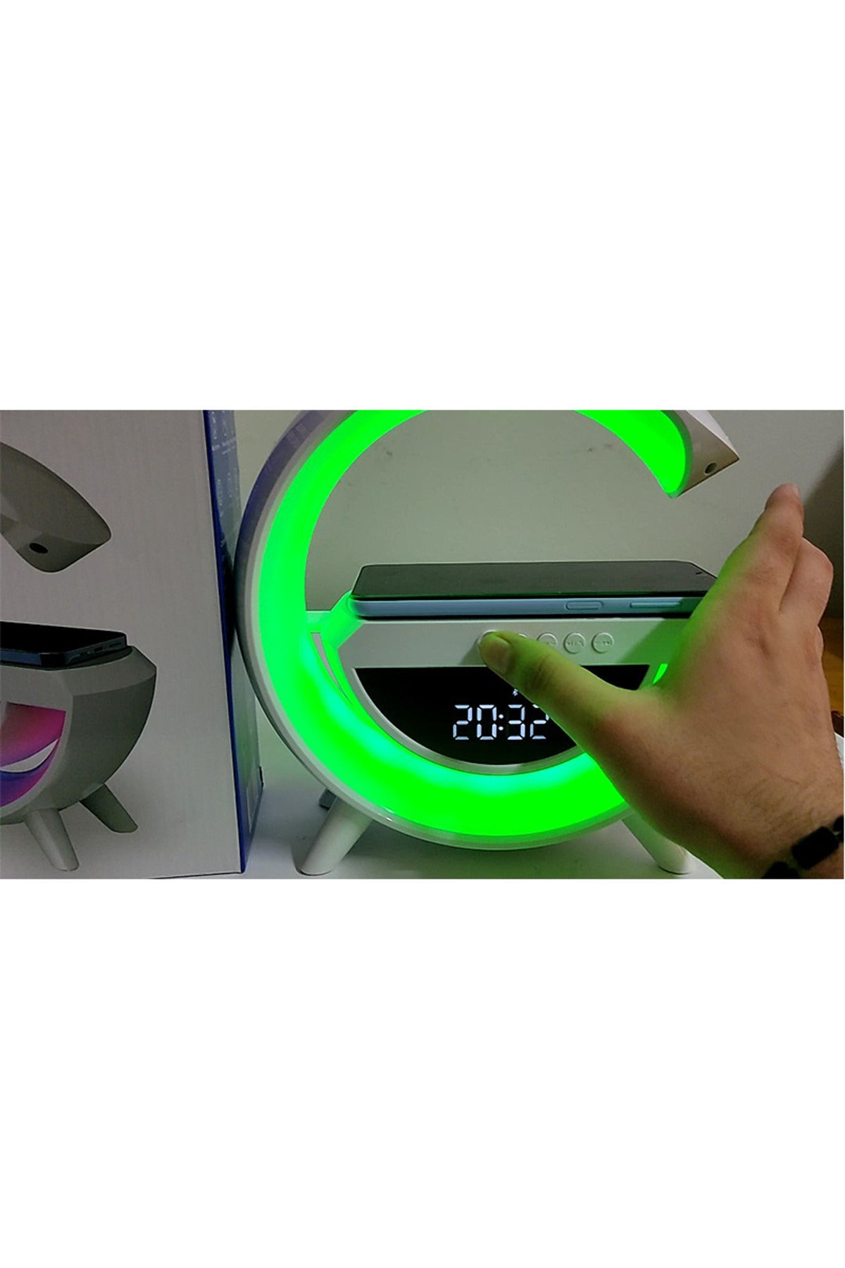 G Kablosuz Şarj, Bluetooth, Müzik Çalar, Alarm, Büyük Saat, Hoparlör Özellikli Masa ve Gece Lambası