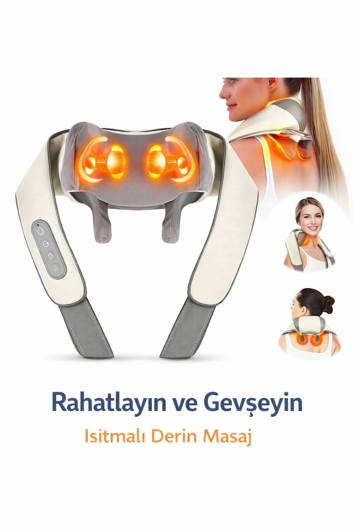 Isıtmalı Boyun ve Omuz Masaj Aleti – Derin Yoğurma Masajlı Rahatlatıcı Masaj Cihazı