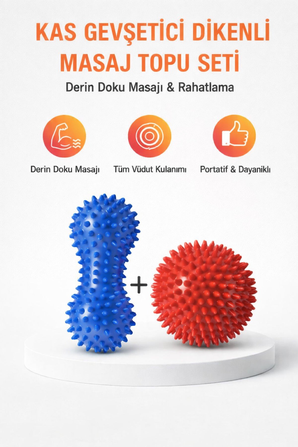 Kas Gevşetici Dikenli Masaj Topu Seti – Derin Doku Masajı, Nokta Terapisi, Spor ve fizik tedavi