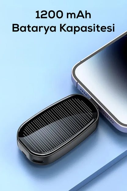 Solar Enerjili 1200mAh Taşınabilir Power Bank - Acil Durumlarda Kesintisiz Şarj