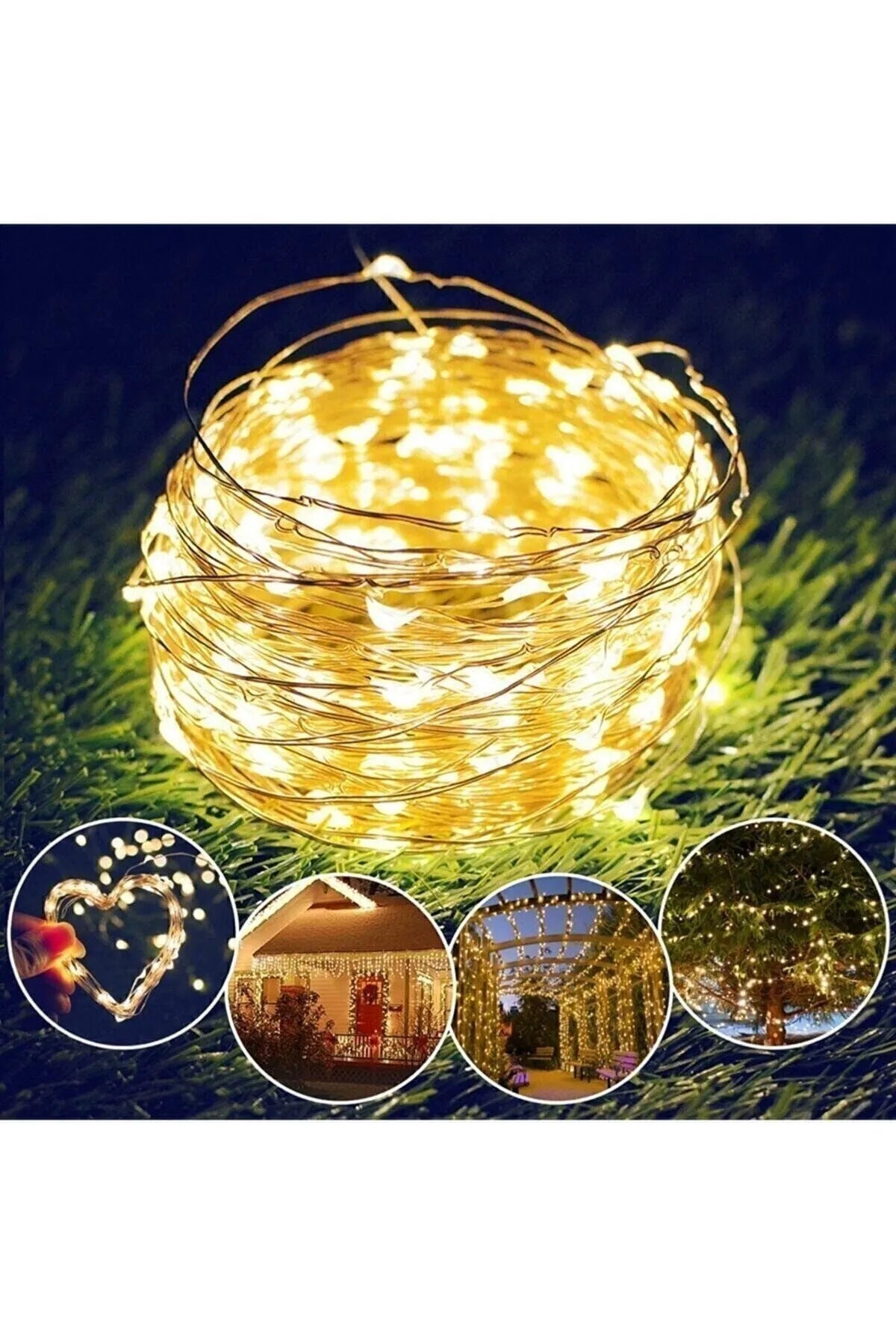 Peri Led 3 Metre Günışığı Ramazan Bayramı Yılbaşı Ağacı Işığı Sarı Işıklı Pilli Dekoratif Aydınlatma
