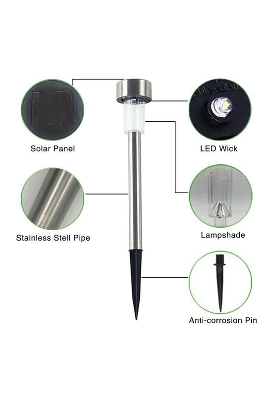 Solar Bahçe Lambası 10'lu Set – Metal Güneş Enerjili LED Dış Mekan Aydınlatma, Su Geçirmez