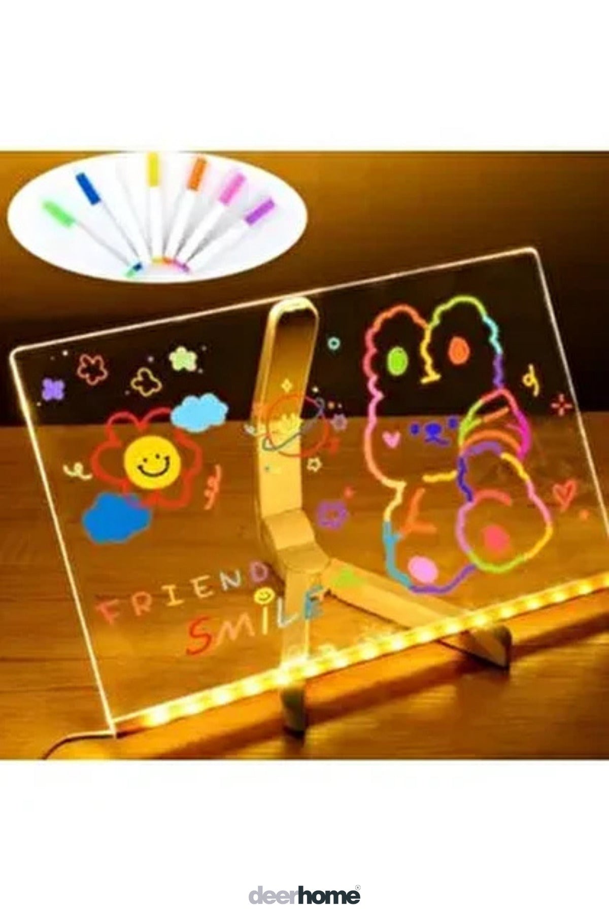 Yeni Tasarım 30x20 Neon Led Işıklı Büyük Boy Yazı Çizim Tahtası Ayarlanabilir Stant Ve Kalem Hediye