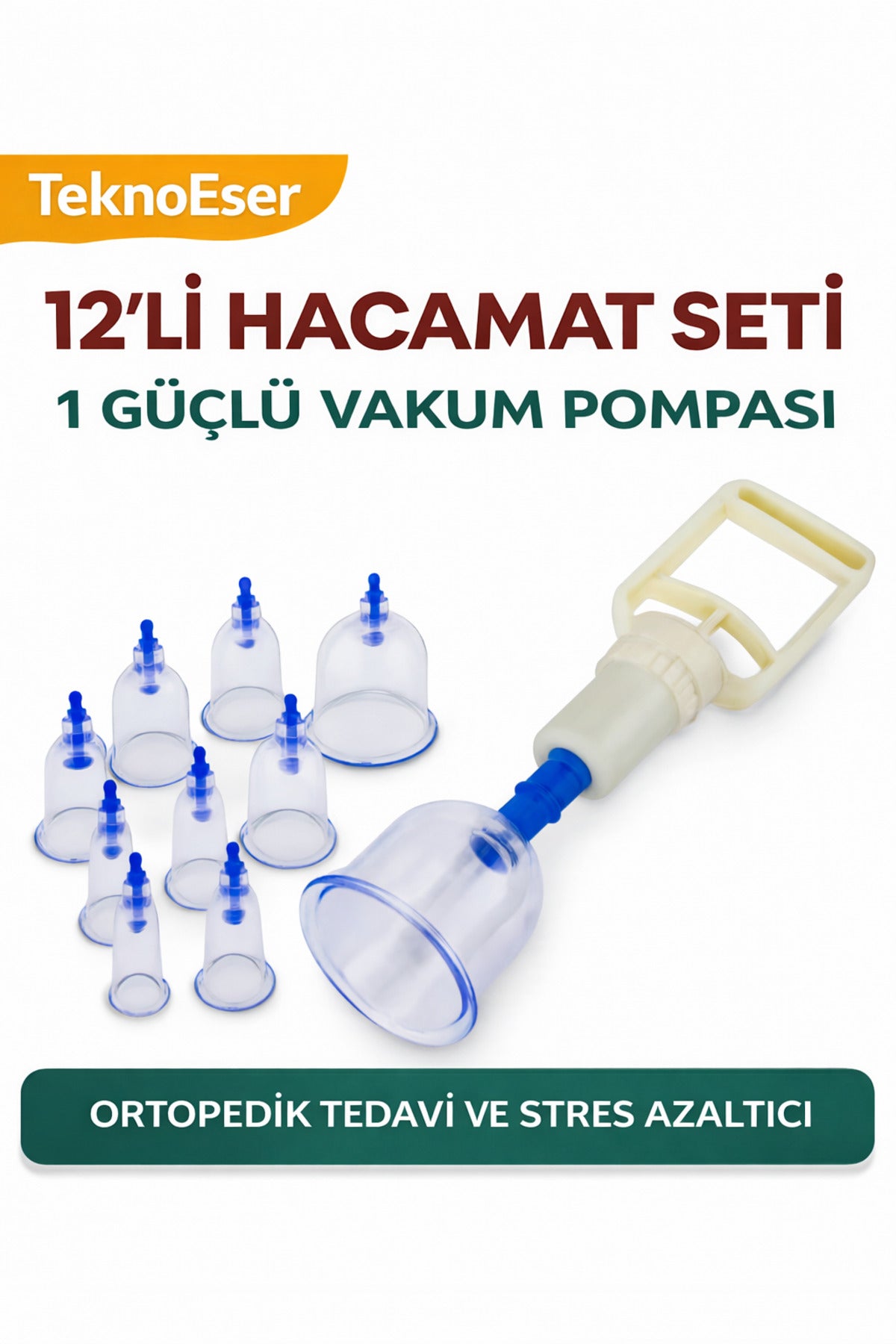 12 Parça Vakumlu Hacamat Seti – Manuel Güçlü Hacamat Kupa Terapisi Seti