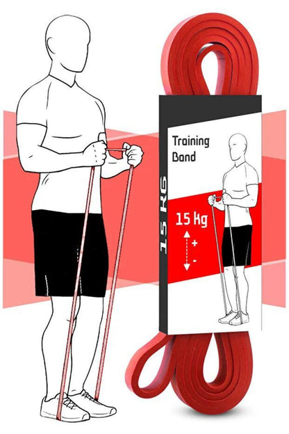 15 KG Pilates Direnç Bandı Kırmızı - Orta Sert Egzersiz Ve Spor Lastiği Fitnes Bandı