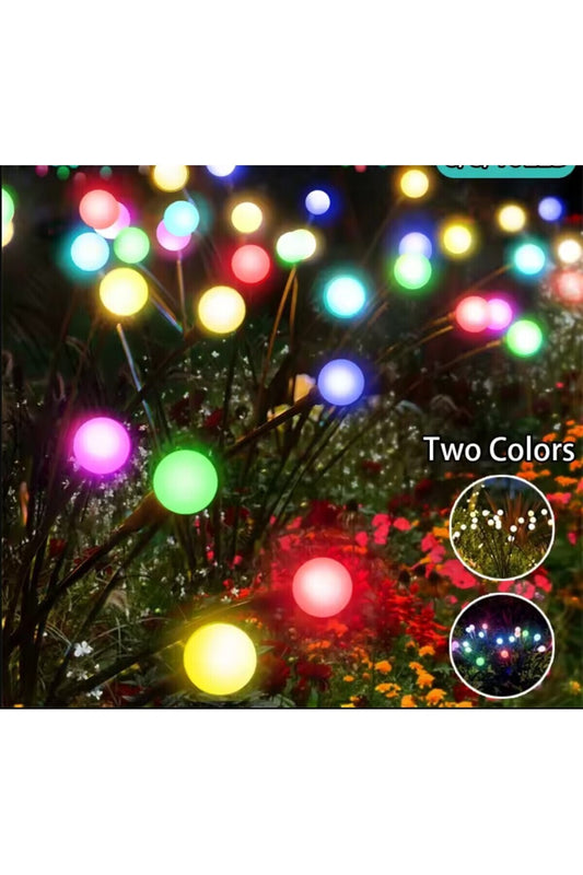 2 Adet Güneş Enerjili Rgb 8 Top Çok Renkli Ateş Böceği Led Bahçe Aydınlatma Solar Bahçe Süsü