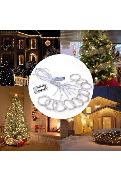 Peri Telli Perde Led Işık 2.5x2.5 Metre 300 Ledli Kumandalı Usb'li 8 Animasyonlu