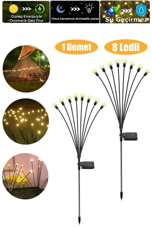 Güneş Enerjili Solar Bahçe Lambası 8 LED’li – Otomatik Yanan, Su Geçirmez Dekoratif Çim Aydınlatma