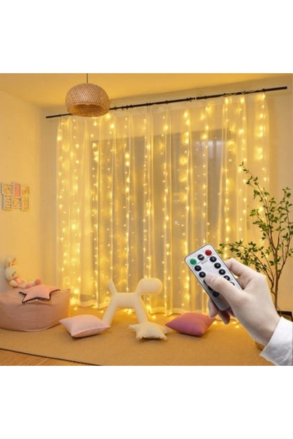 Led Işıklı Peri Perde Konsept 3x2 Metre Kına Düğün Dekor uzaktan Kumandalı