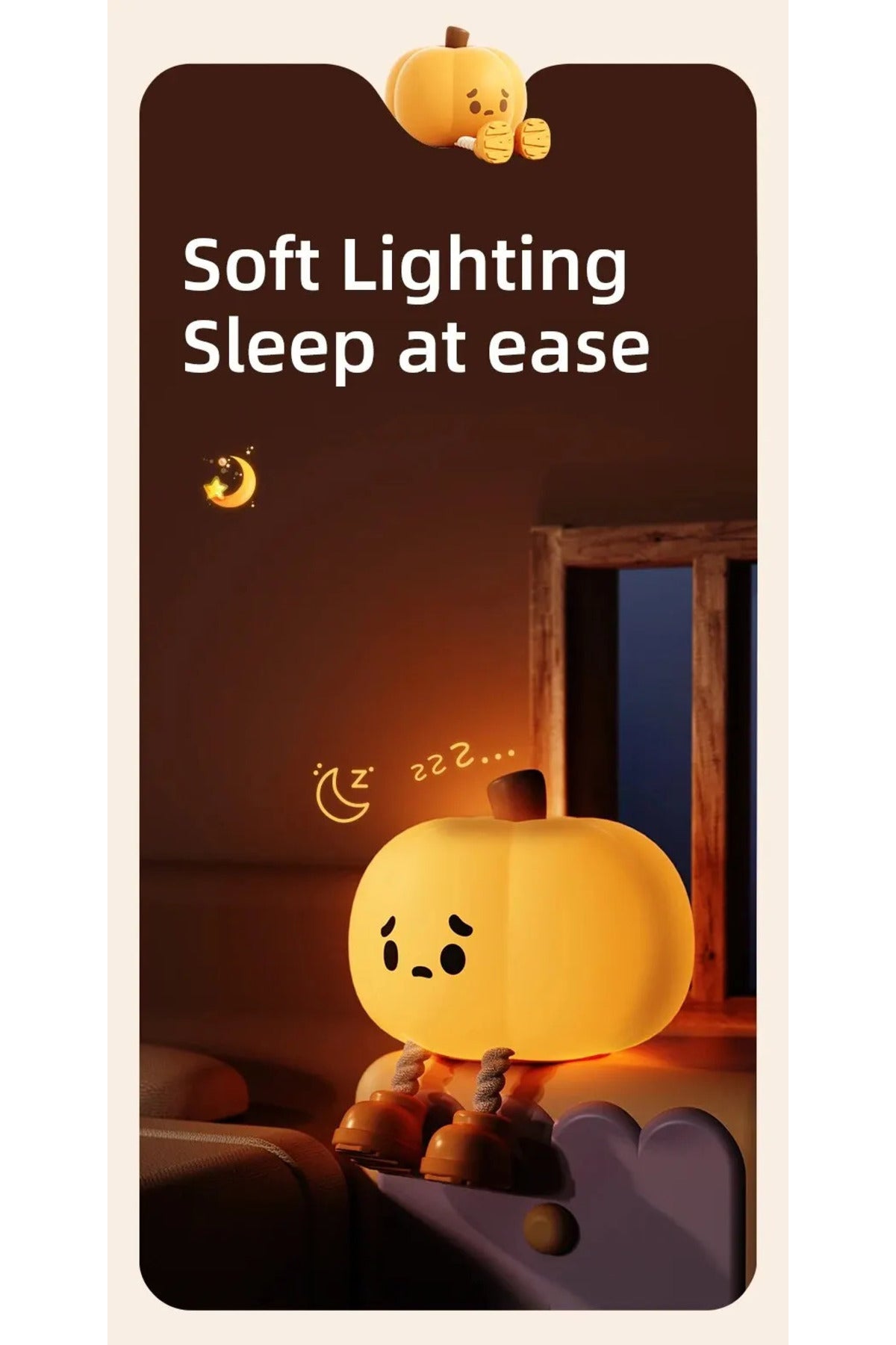 Balkabağı Silikon Gece Lambası Yatak Odası Uyku Lambası Başucu Lambası