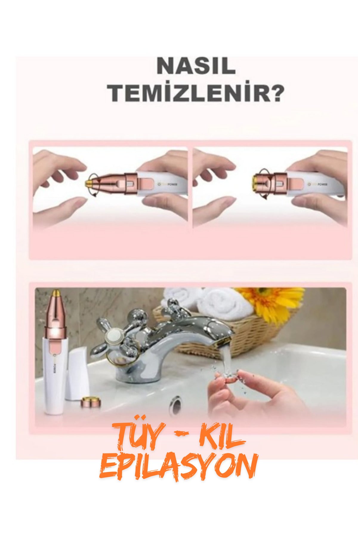Kaş Bıyık Epilatörü Kadın Tüy Alma Aleti Şarjlı Yüz Temizleyici Cihaz Çift Başlık