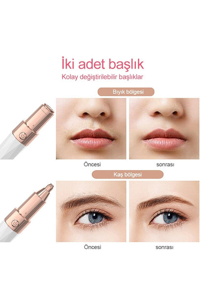 2 In 1 Kaş Düzeltici Vücut Bikini Ağrısız Tıraş Makinesi Burun Yüz Epilatör Şarj Edilebilir