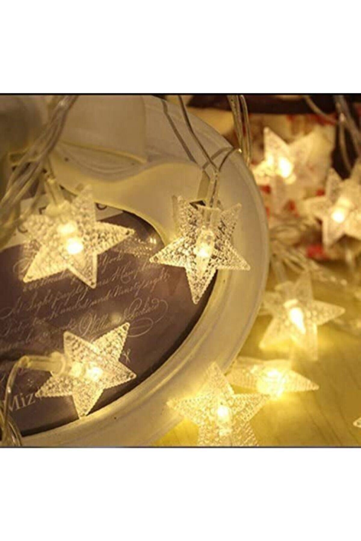 Dekoratif 5 Metre Fişli 20 Yıldızlı Yıldız Ip Led Işık - Star Led Yılbaşı Süsü