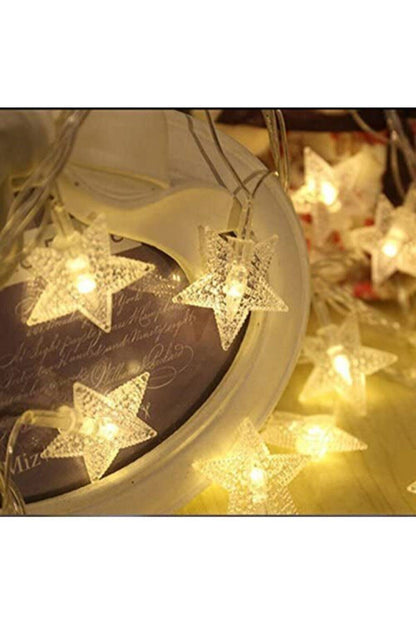 Dekoratif 5 Metre Fişli 20 Yıldızlı Yıldız Ip Led Işık - Star Led Yılbaşı Süsü