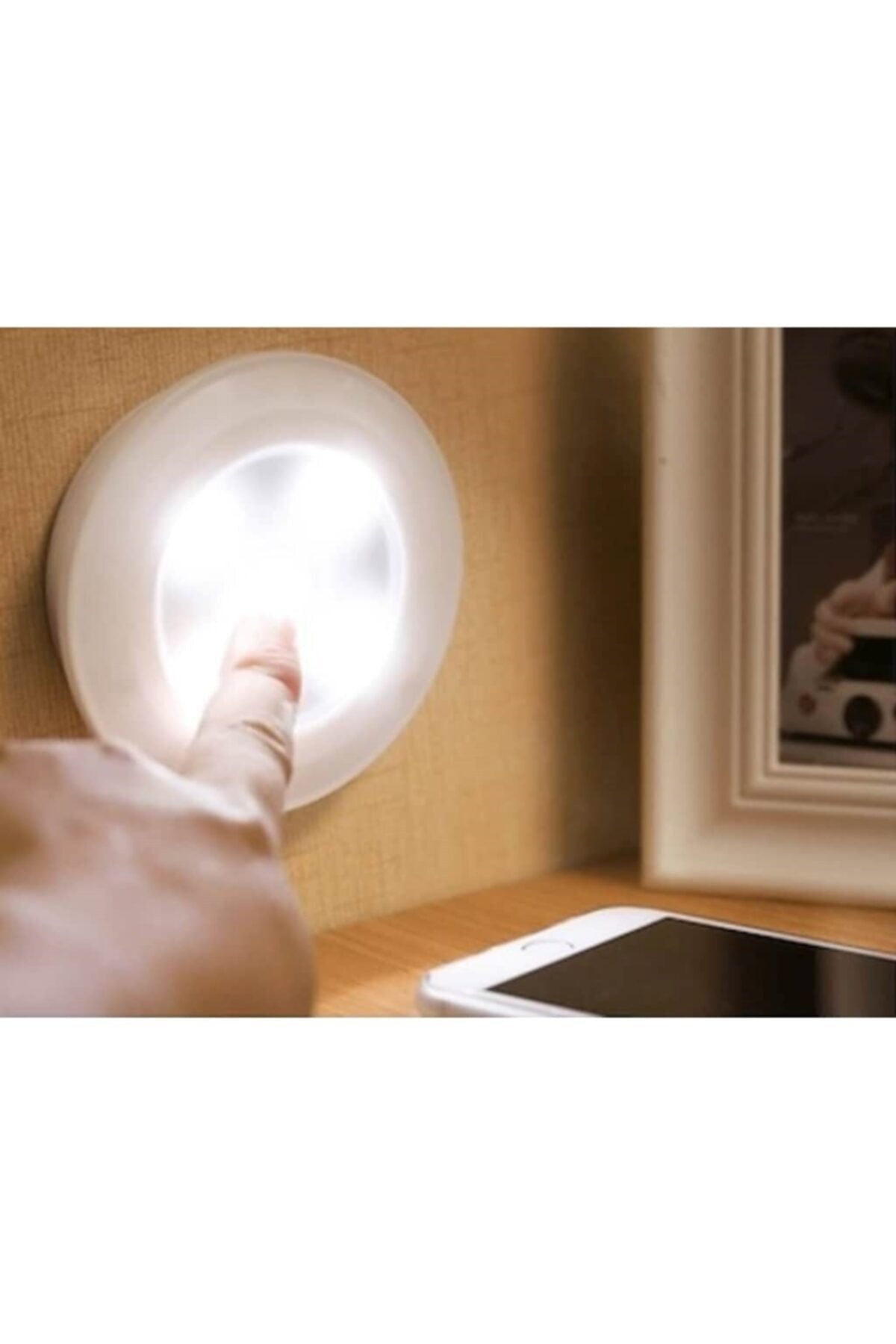 Led Işık Kablosuz Uzaktan Kumandalı Dolap Içi Ampul Seti 3lü Gece Duvar Lambası Spot Lamba