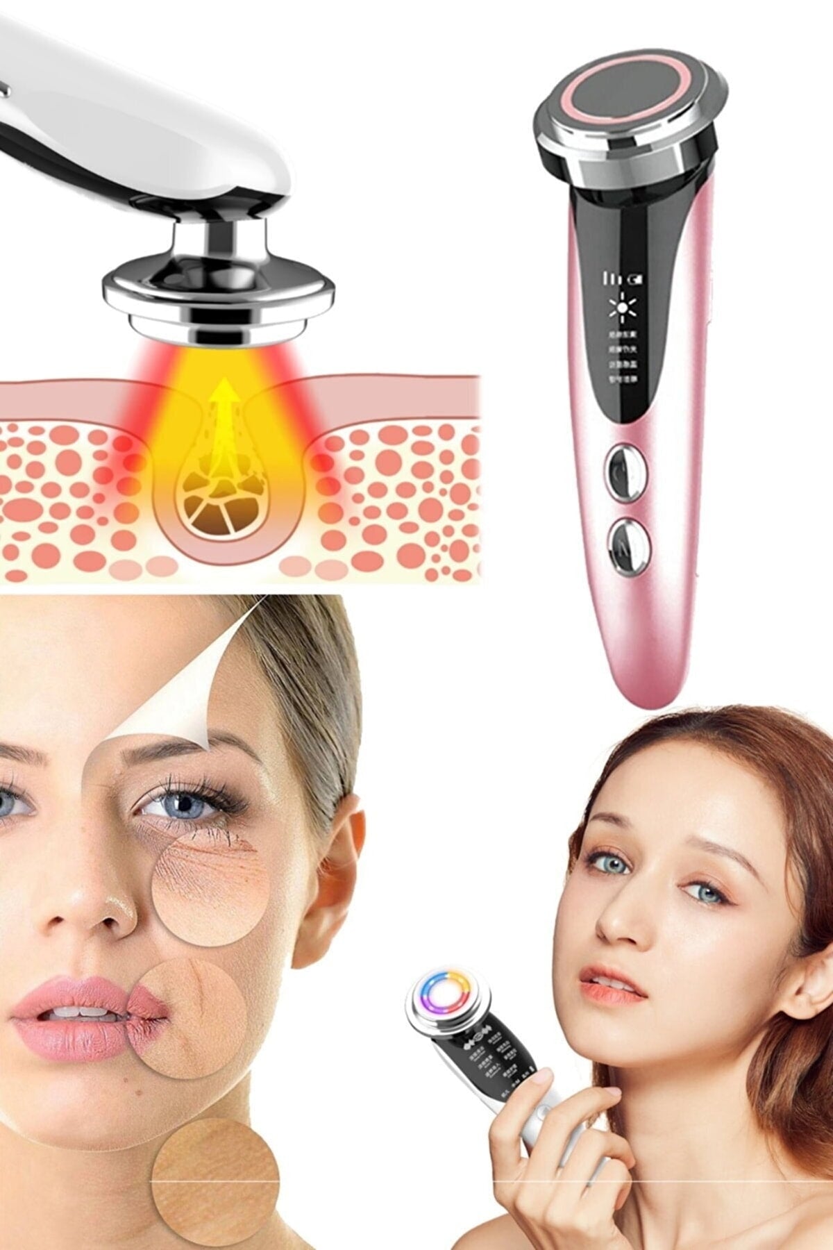 5 In 1 Yüz Bakım Cihazı Sıcak Soğuk Yüz Ütüsü Kavitasyon Aleti Sıkılaştırıcı
