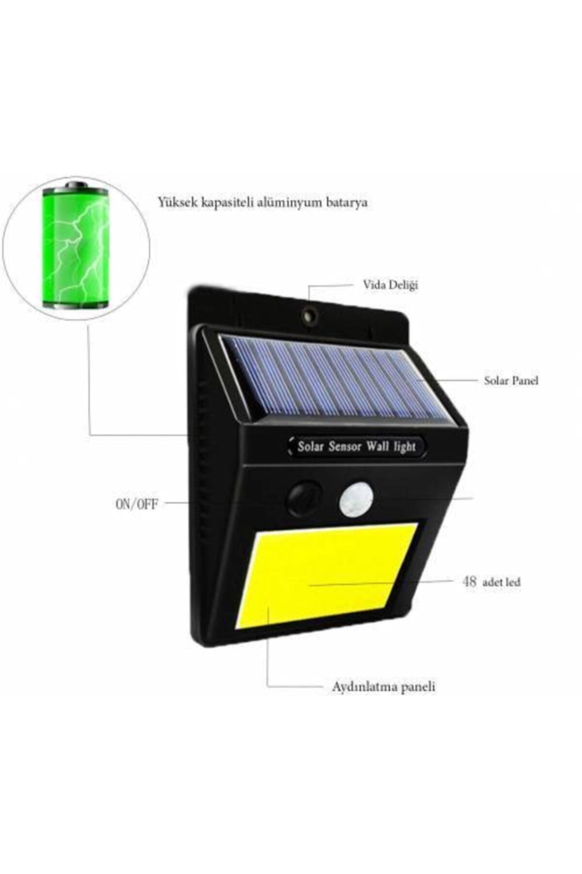 Güneş Enerjili Bahçe Lambası 48 Led Bahçe Aplik Bahçe Lambası Bahçe Aydınlatma