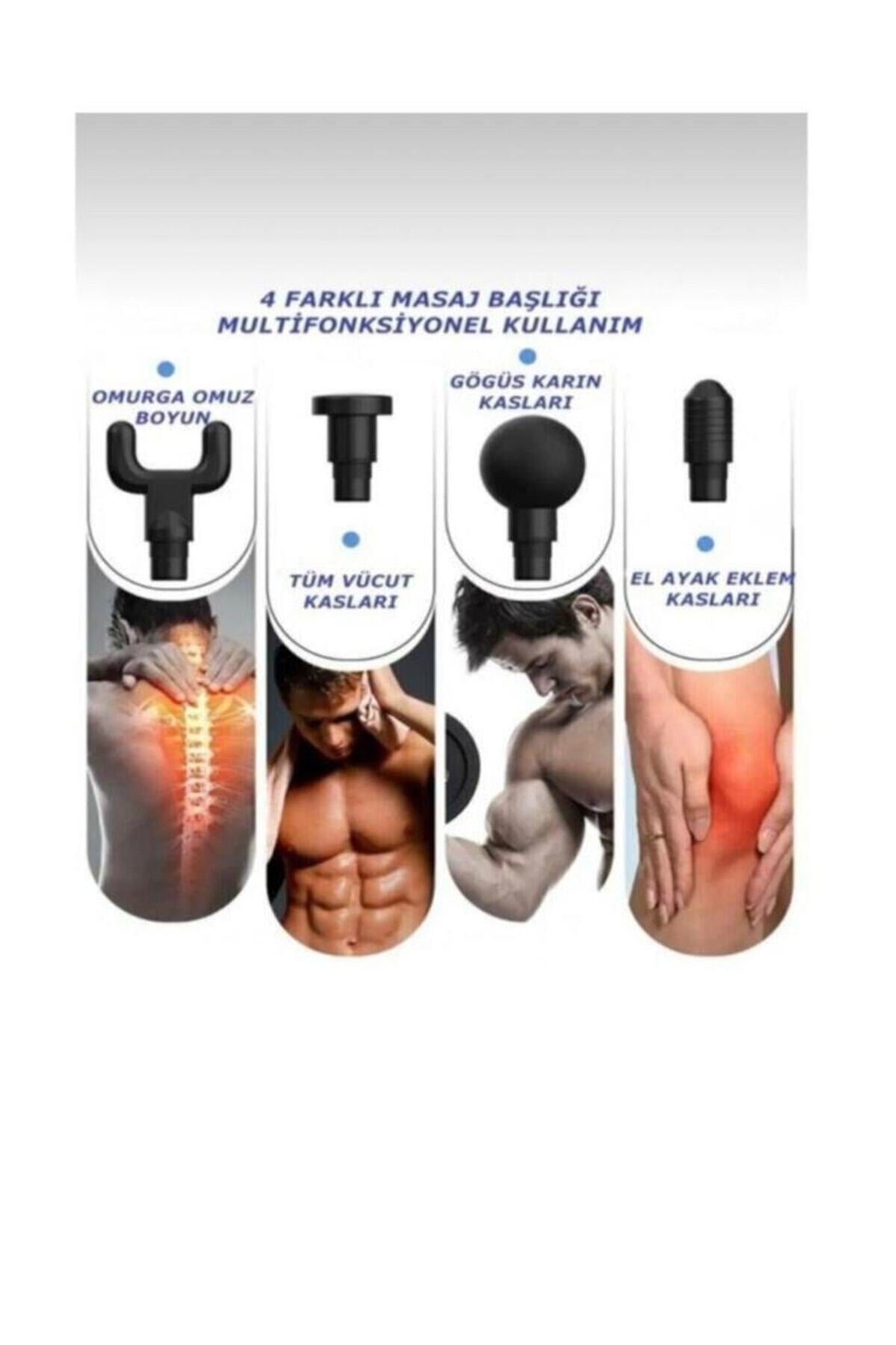 Masaj Tabancası Sporcu Masaj Aleti 4 Başlıklı Titreş Relax En Siga7