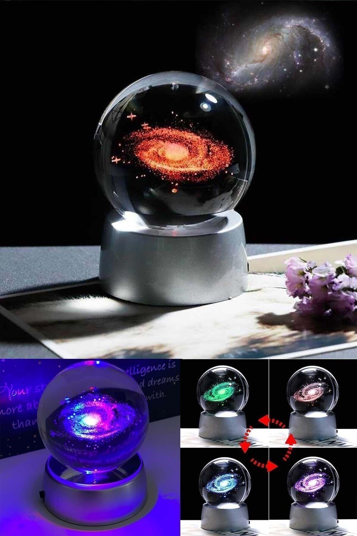 Samanyolu Güneş Sistemi Işıklı Cam Küre Işıklı Kristal Top 6 Cm Çapında 6 Renk